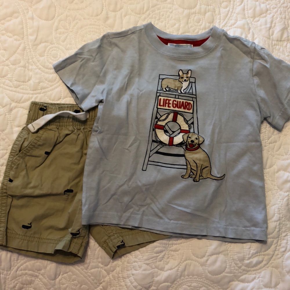 Lifeguard Puppies T-shirt & Khaki Shorts Set